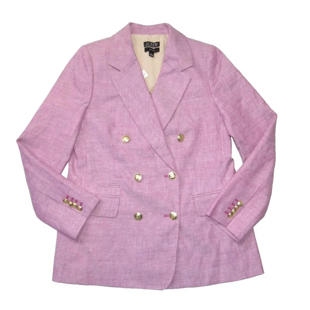 NWT J.Crew Bristol Blazer in Vintage Raspberry Pink Stretch Linen Jacket 8 - Picture 1 of 6